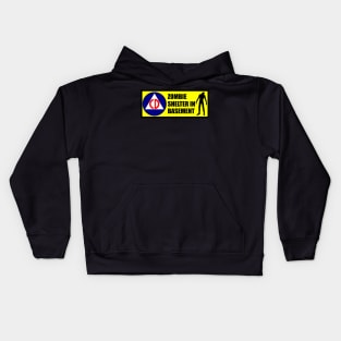 Civil Defense Sign - Zombie Shelter in Basement Kids Hoodie